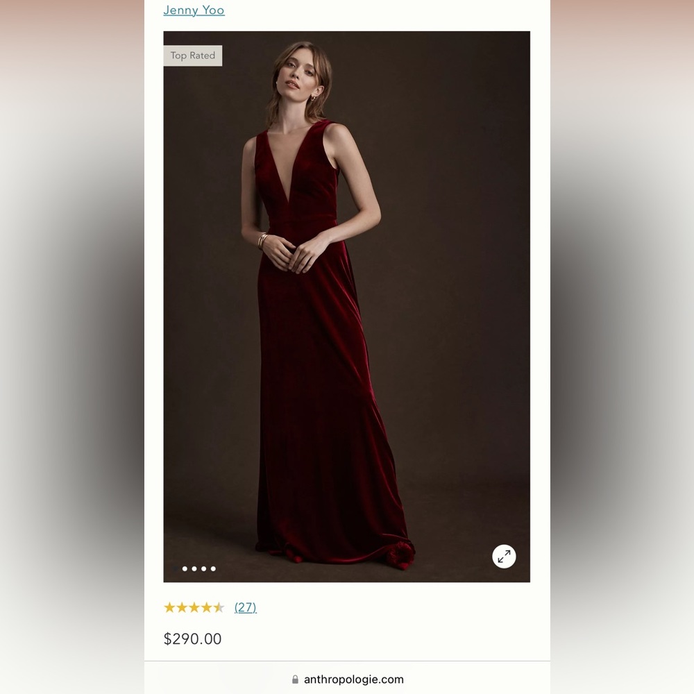 Jenny Yoo Burgundy Velvet Gown - Size 4